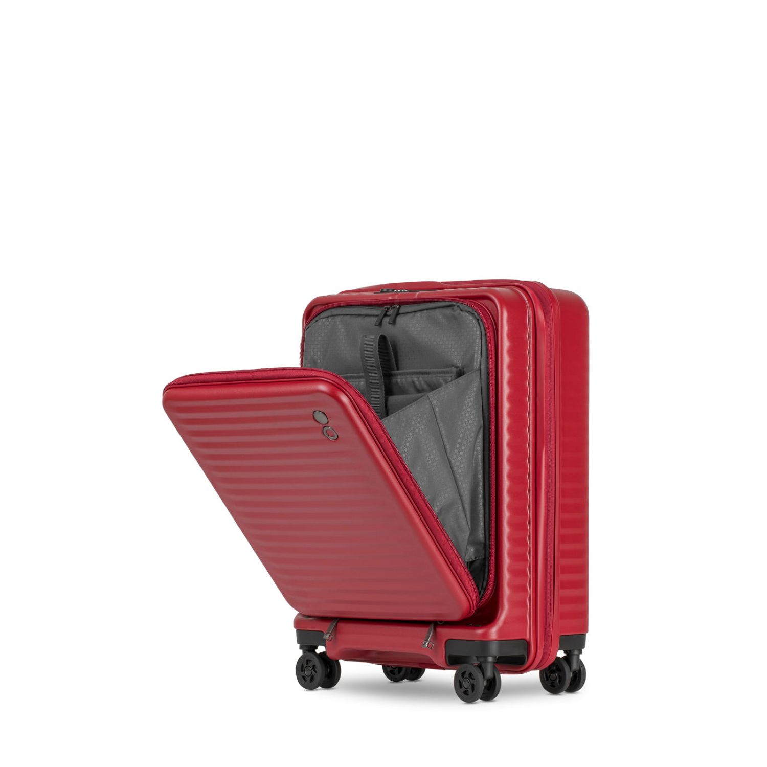 red rolling luggage